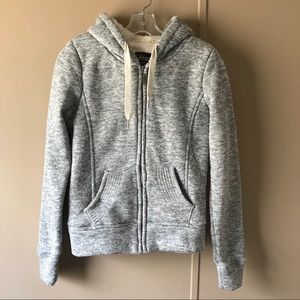 *marled gray sweater sherpa fur lined hoodie